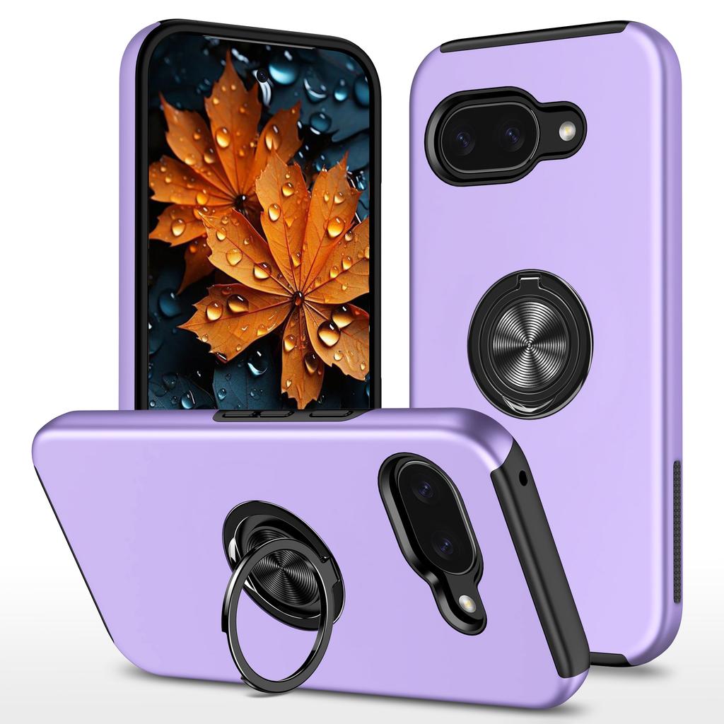 For Google Pixel 9a Case PC + TPU Phone Cover with Rotatable Ring Holder