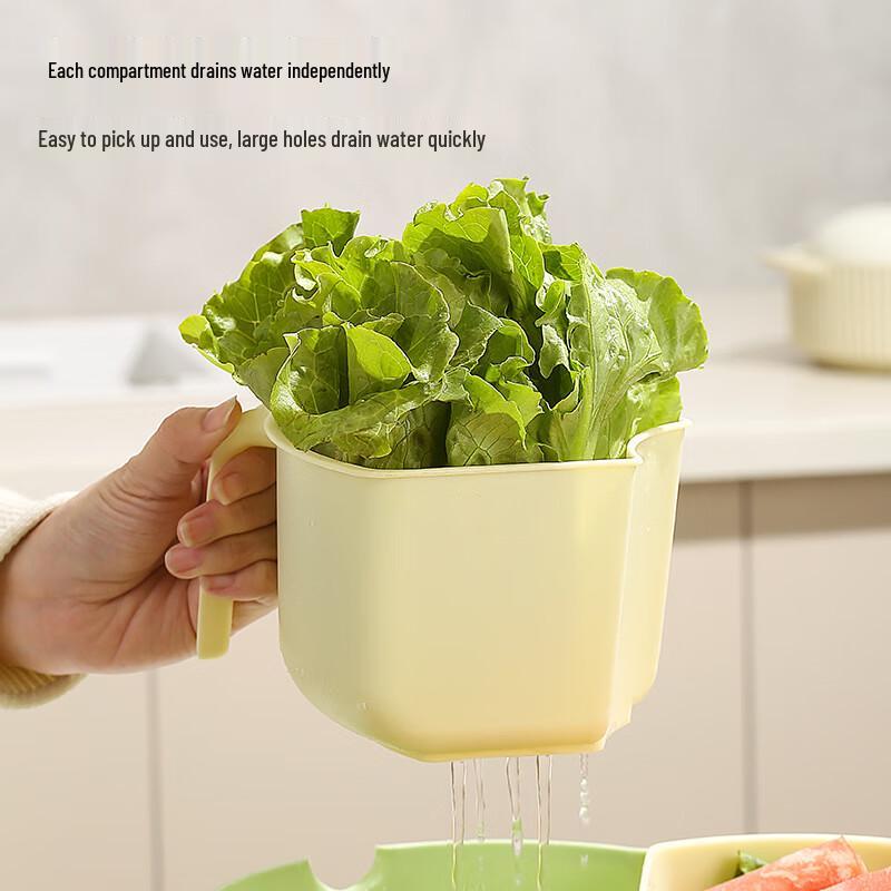 ZISIZ Rotatable Divided Serving Tray with Drain