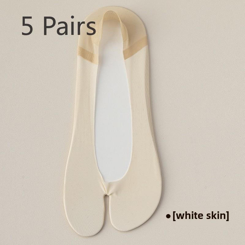 

5 пар женских тонких носков-лодочек из чистого хлопка с дезодорирующим эффектом и впитывающими свойствами на весну и лето 5 Pairs телесный/белый