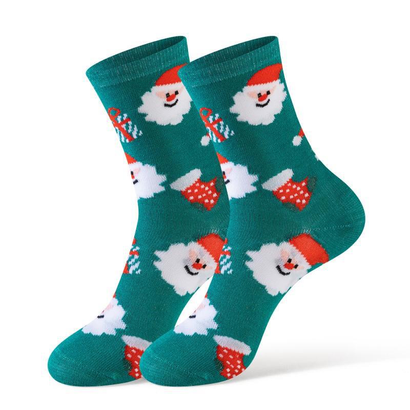 Women's Autumn and Winter Trend Comfortable Breathable Christmas Preppy Style Tube Socks