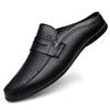 Genuine Leather Half Drag Lazy Loafers Comfy Casual Driving Flats Handmade Men Muller Shoes Travel Man Slip-on Shoes Moccasins