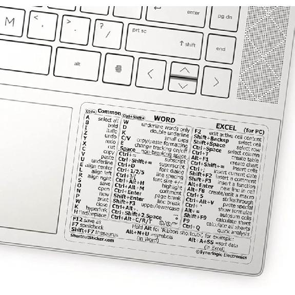SYNERLOGIC Microsoft Word/Excel (for Windows) Reference Guide Keyboard Shortcut Sticker, Laminated, No-Residue Vinyl (Black/Large) 1 чистый