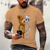 Men's T-shirt 2024 Summer New Round Neck Short Sleeved Bear 3D Printed Plus Size Top