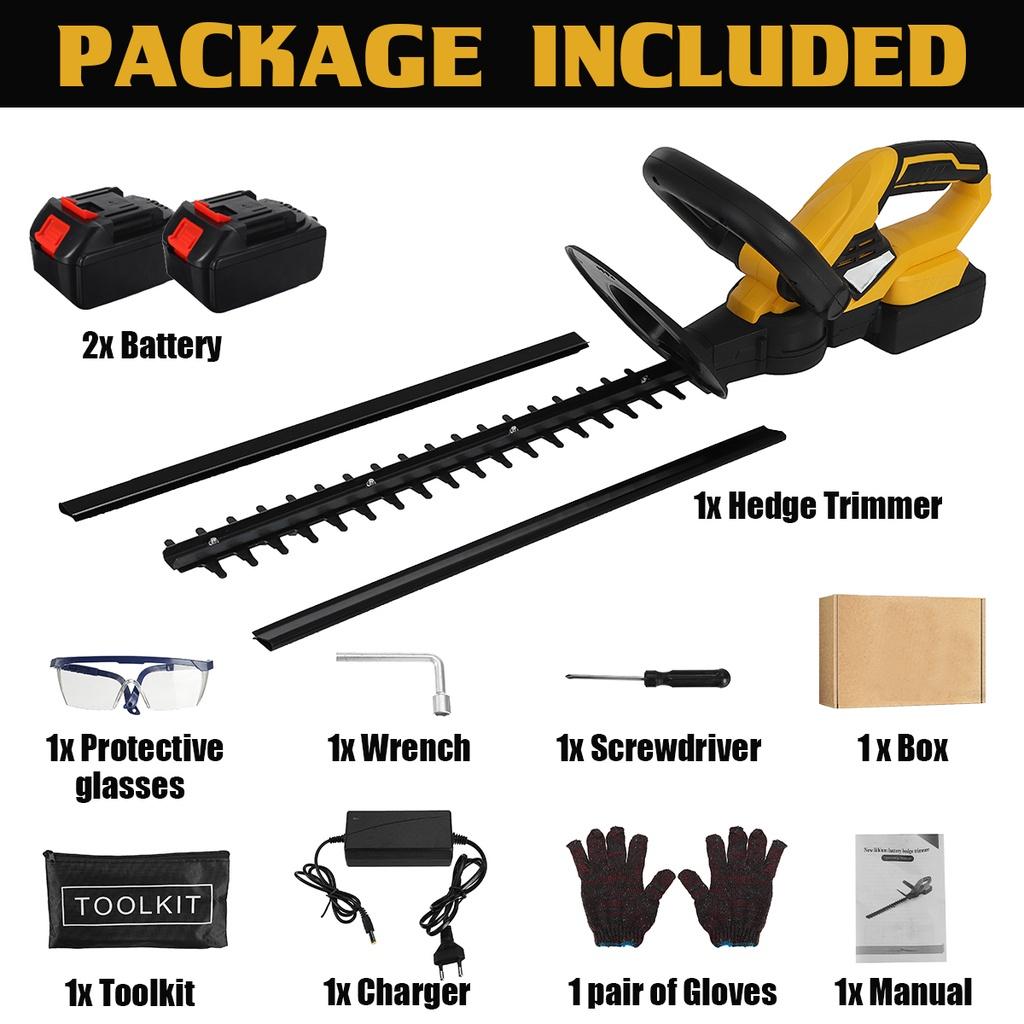 1500W 2800r/min Cordless Hedge Trimmer Electric Hedge Trimmer Cordless Battery Pruner Trimmer Grass Garden Tool
