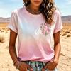 Dames Mode Casual Top met Korte Mouwen, Ronde Hals en Print voor Dagelijks Gebruik