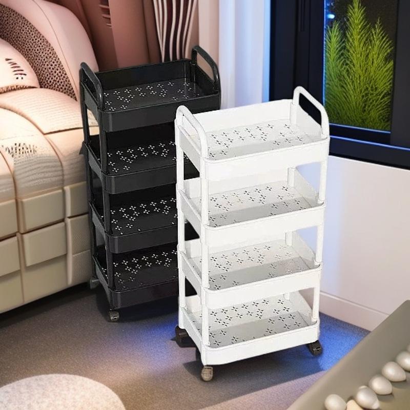 Compact Multi-Layer Movable Storage Rack for Snacks and Bathroom Essentials