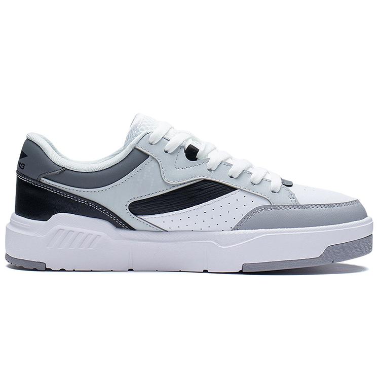 Li Ning Wear resistant And Lightweight Low top Skateboard Shoes Men's Black White Gray AGCS031-3