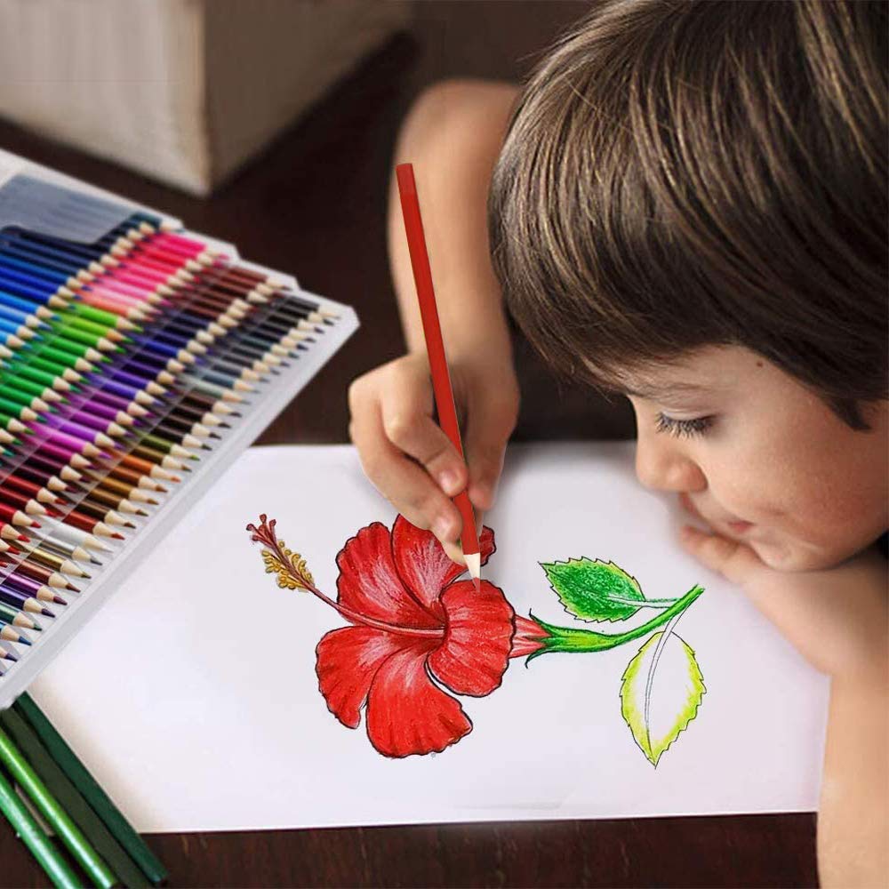 CDEK Colored Includes Pencil Paint and Eraser Water-Soluble Pencils, 180-Color Set, Sharpener, Brush,
