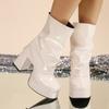 thick-soled thick-heeled short boots women's autumn new fashion foot-fitting thin boots patent leather super high-heeled Martin boots