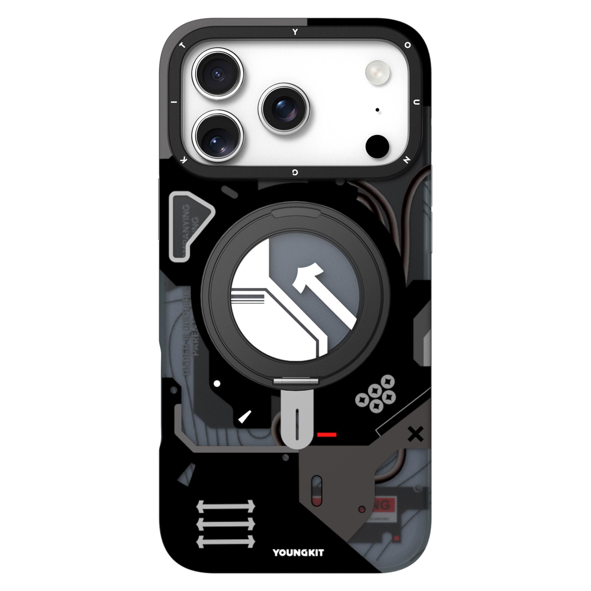 

YOUNGKIT for iPhone 17 Pro Max Magnetic Case Rotating Kickstand IMD TPU Phone Cover