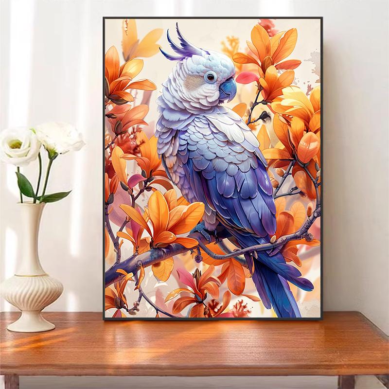 5d DIY Diamond Painting Cross Stitch Purple Parrot Diamond Embroidery Animal Mosaic Full Round Drill Home Decor