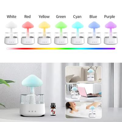 Humidificador Gota de Chuva 2 em 1 Difusor de Aroma Máquina de Óleo Essencial Casa Grão de Madeira Grande Capacidade Nuvem de Cogumelo Luz Quarto Névoa
