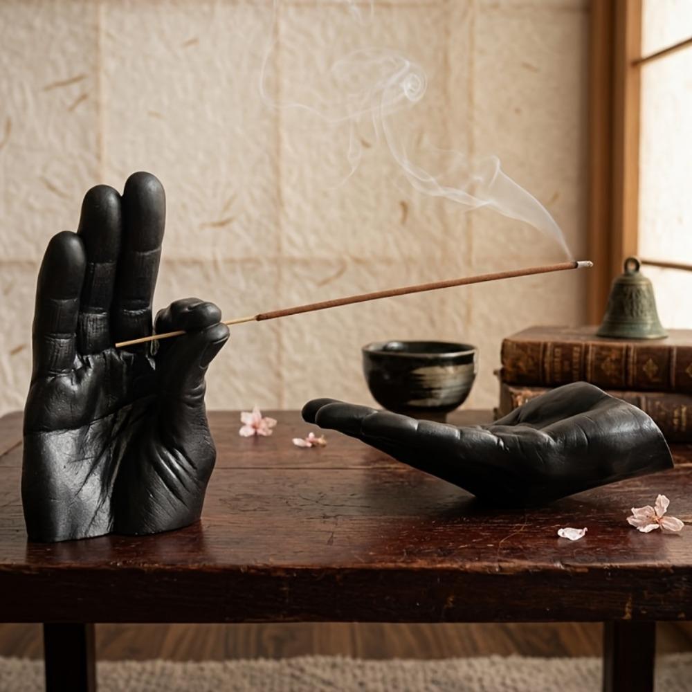 Dekorativer Palmenform Räucherstäbchenhalter Harz Räucherstäbchenhalter Kreative Hand Statuen Teeraum