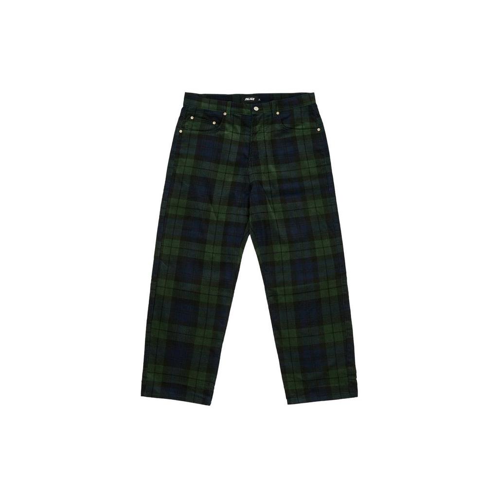 Palace Cord Baggies Tartan Unisex Bottoms Green P25T023