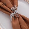 Decorative Napkin Fasteners Christmas Deer Ring Faceted Metal Elk Holder Reusable Unique Animal Shape Rings Ring for Xmas Holiday Wedding Receptions