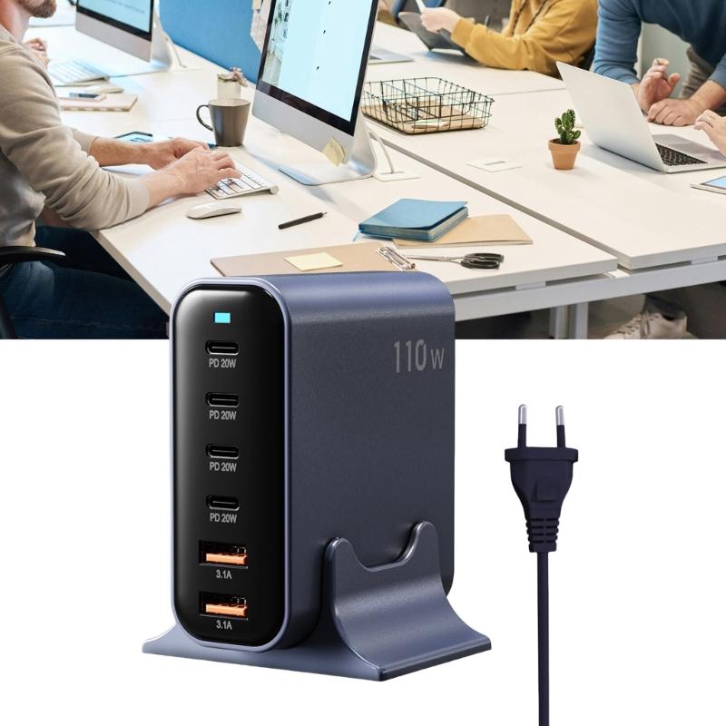 Portable 110W Wall Charger Dock Station Multi Port Power Adapter Tablet Charging Head for Various Phones Tablets