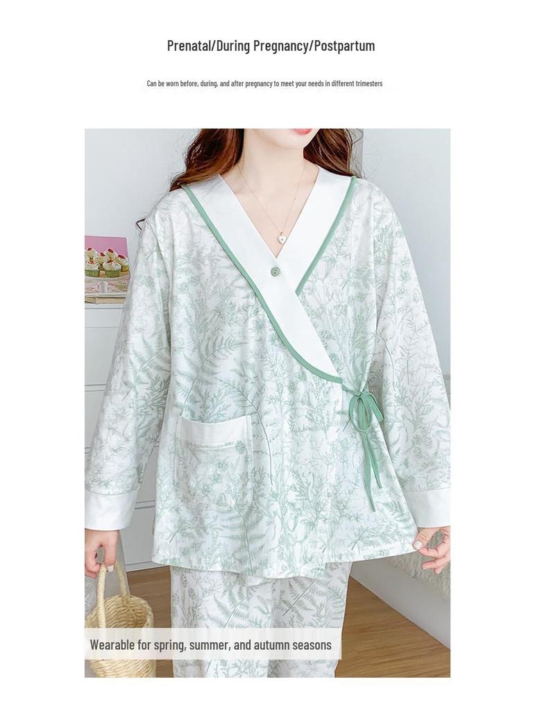 2024 Pure Cotton Maternity Kimono Pajamas - Spring/Summer Postpartum/Nursing Wear for Pregnant Women