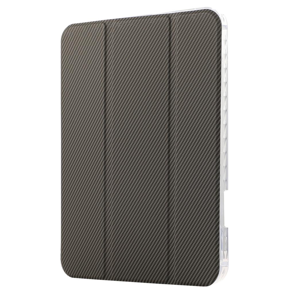 For iPad Mini (2024)/mini (2021) Case Carbon Fiber Texture Leather+Clear Acrylic+TPU Stand Tablet Cover