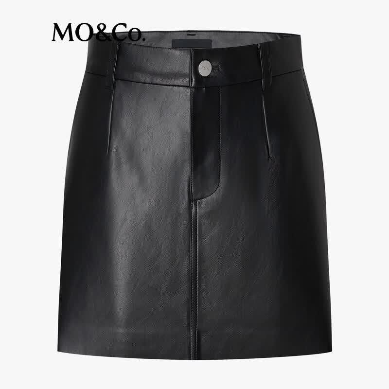 MO&Co. Women's British Style H-Line PU Short Skirt