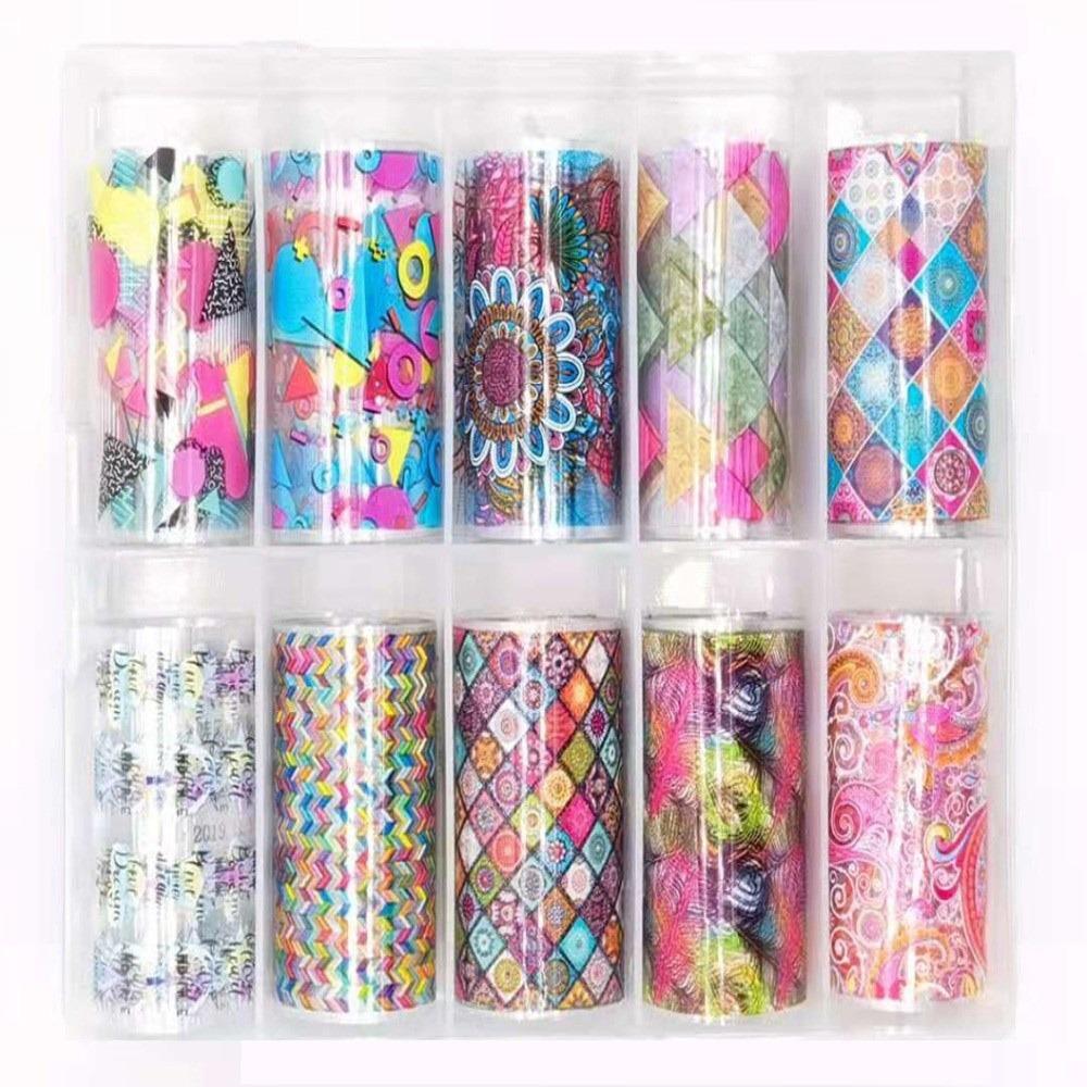 Flower Nail Stickers Stripe Pattern Nail Decals Professional Nail Foils Manicure DIY