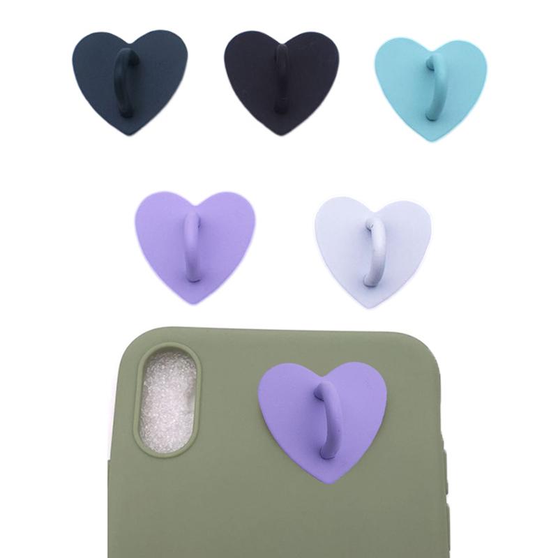 Adhesive Metal Heart Phone Charm Holder Phone Case Finger Ring Stand Hook Buckle