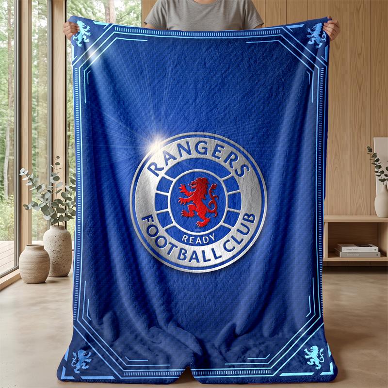Rangers FC Weiche Flanell-Fleece-Decke Leicht Gemütlich Warm Überwurfdecke für Sofa Bett Heimdekoration
