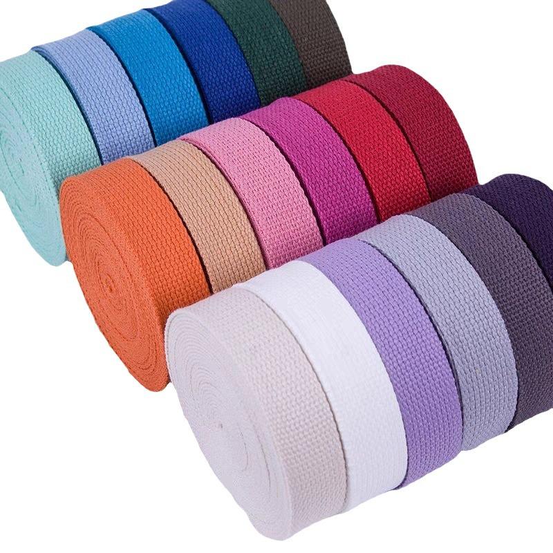 Black Polyester Cotton Webbing Backpack Strap - Colorful Luggage Shoulder Strap Woven Tape.