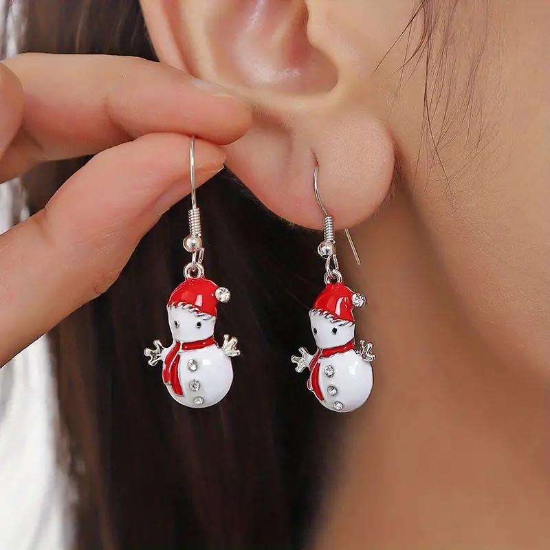 Merry Christmas Fashion Snowflake Boots Long Tassel Dangle Earrings For Women Shiny Zircon Snowman Xmas Tree Earring Jewelry