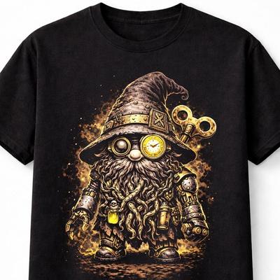 Steampunk Wizard Gnome Fantasy Clockwork Graphic Unisex TShirt