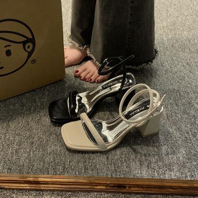 Sandals Women's Summer New Open-toed High Heels European and American Style Cross-strap Thick Heel Strap Fashion Roman Shoes