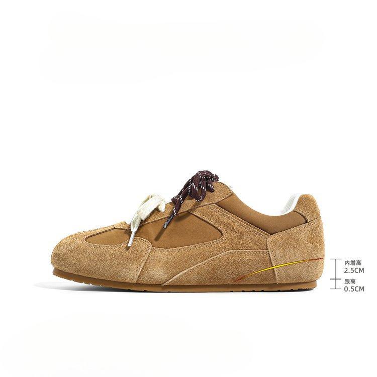 2025 new soft leather soft surface retro mandarin duck German training shoes women's Maillard brown flat bottom casual sports Forrest Gump shoes