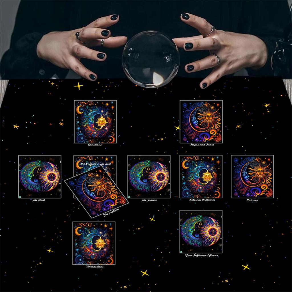 Quadratische Tischdecke Tarot-Altar-Tuch Brettspiel-Unterlage Astrologische Orakel-Unterlage Tischabdeckung Kartenmatte Divinations-Tischdecke