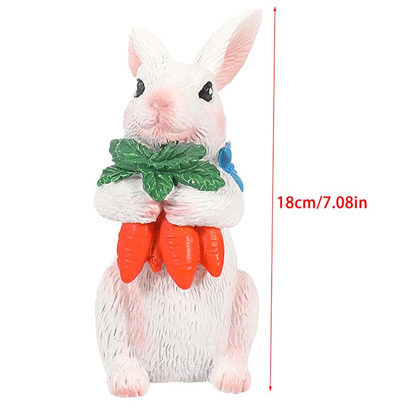 Easter Bunny Figurine Decor, Standing Spring Resin White Rabbit Statue Tabletop Ornament, Festival Present For Garden Home