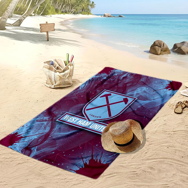 West Ham United Fußball-Print Strandtuch, Großes Weiches Schnelltrocknendes Handtuch für Strand Camping Schwimmen