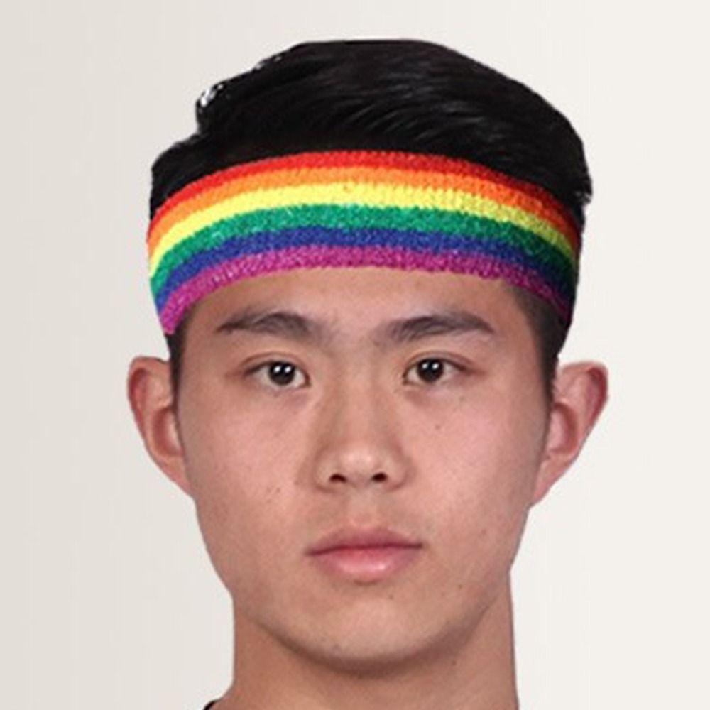 Bunte Regenbogen Tennis Stirnband Polyester Fitness Handgelenkstütze Athletisch Schweiß Bands Laufen