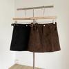 Plus Size A-line Brown Suede Leather Skirt, Women's Spring/Fall Slimming Hip-Hugging Style