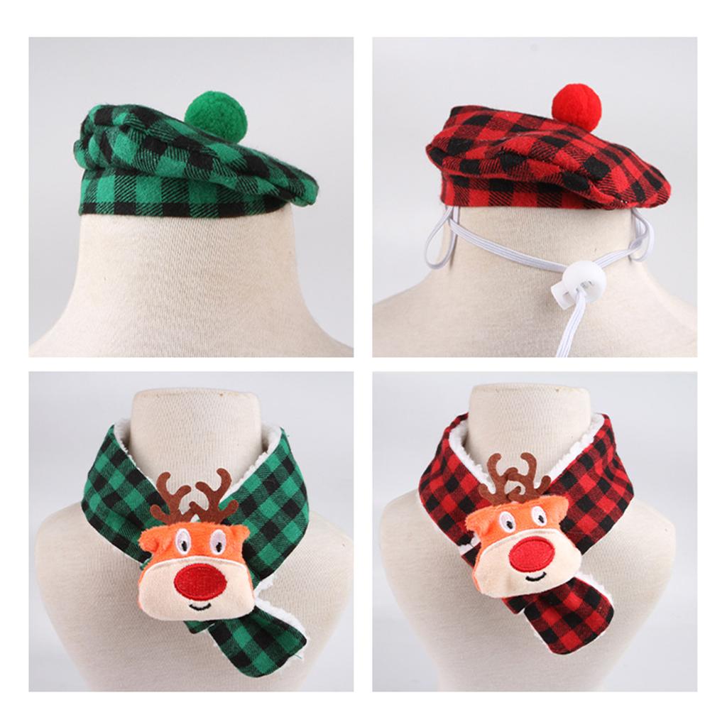 Christmas Pet Costume Dog Cats Christmas Reindeer Hat Headwear Pet Birthday Supply Dog Hat Paids Scarf