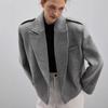 Fall Winter New Women's Loose Wool Blazer Notch Lapel Epaulette Oversized Jacket Outerwear