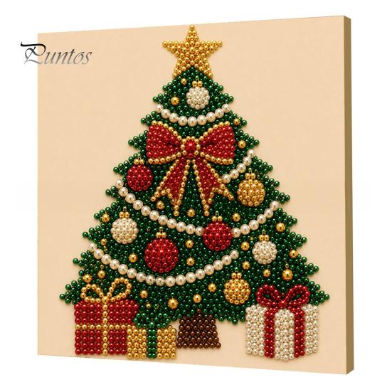 DIY Faux Pearl Art Crafts Christmas Kit, Santa Snowy Cottage Painting Kits for Adults 3D Bead Craft Set Adults, Home Winter Holiday Wall Decor Indoor
