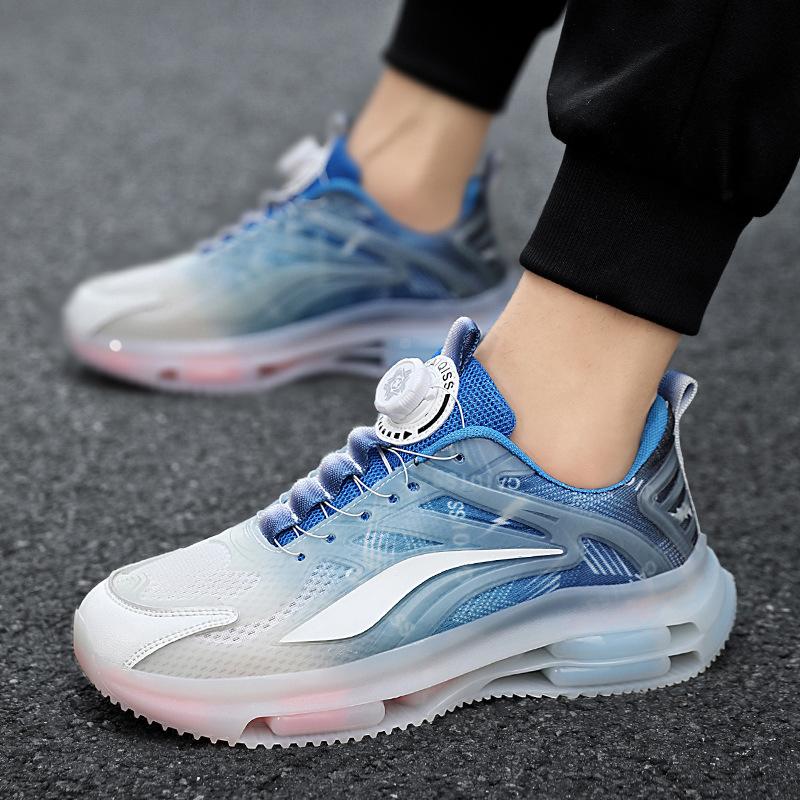 

Men s shoes spring and summer rotating buttons youth sports leisure couple running air cushion shock absorption heightening dad tide shoes 36