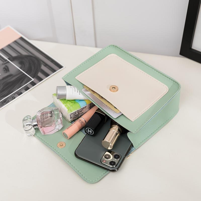Small square bag women's bag, spring and summer new women's contrasting color crown pendant small square bag, shoulder messenger bag