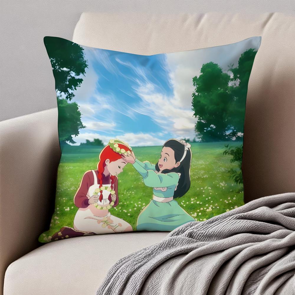 

Wholesome Imaginative AAnne Of Green Gables Cushion Cover Pillowcase Antidustmite Invisible Zipper Short Plush Sofa Cushion 30X30cm