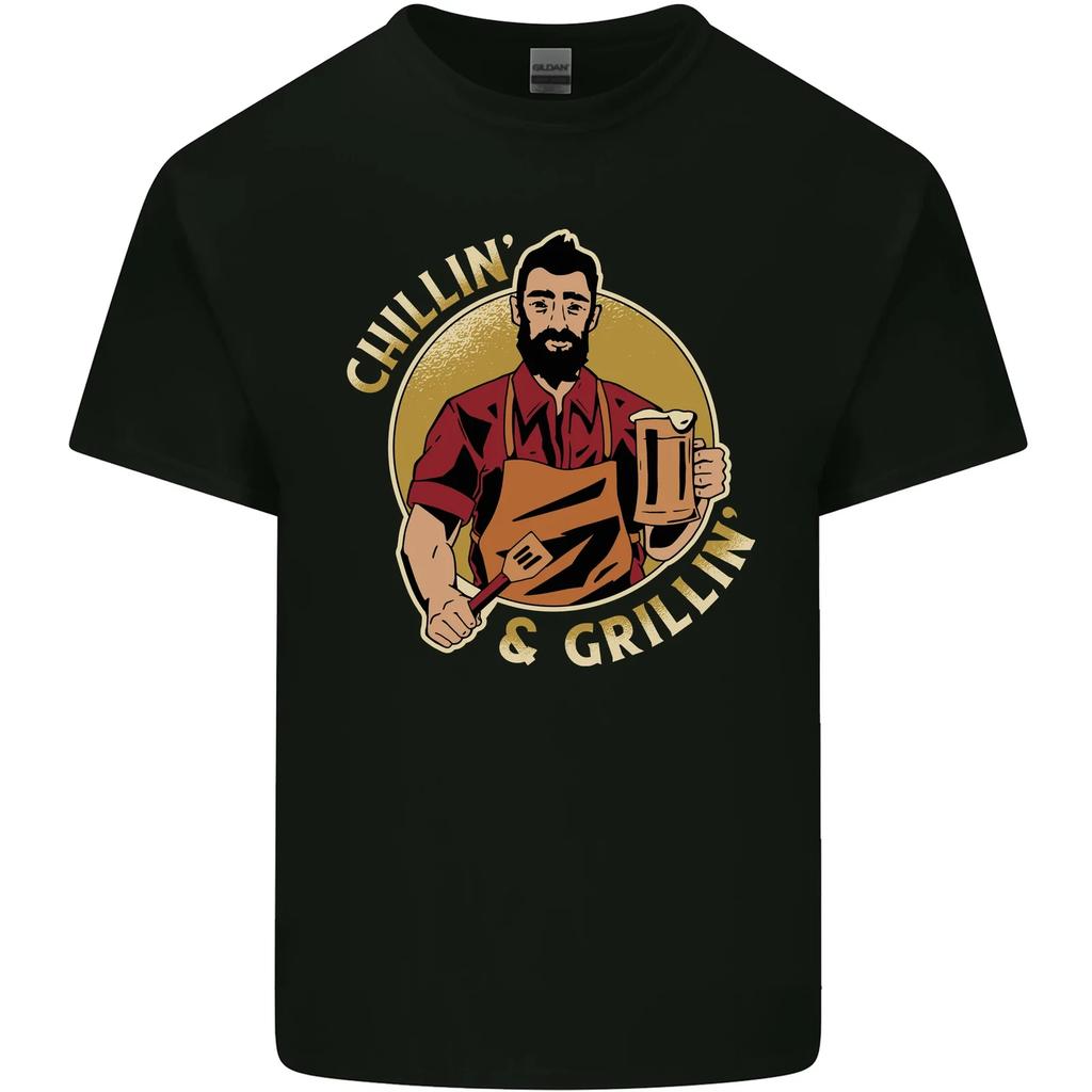 Chillin & Grillin Funny BBQ Beer Camping Kids T-Shirt Childrens