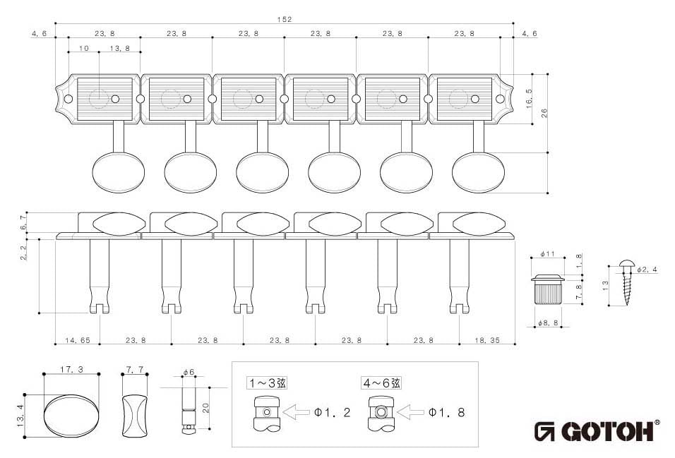 GOTOH Guitar Peg Gold SD91-MG-05M-L6-GG 21333GYX/D