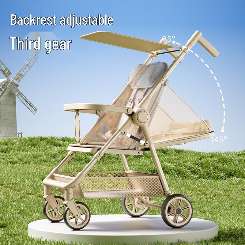 Compact Foldable Baby Stroller: Lightweight, One-Button Fold for Travel and Commuting