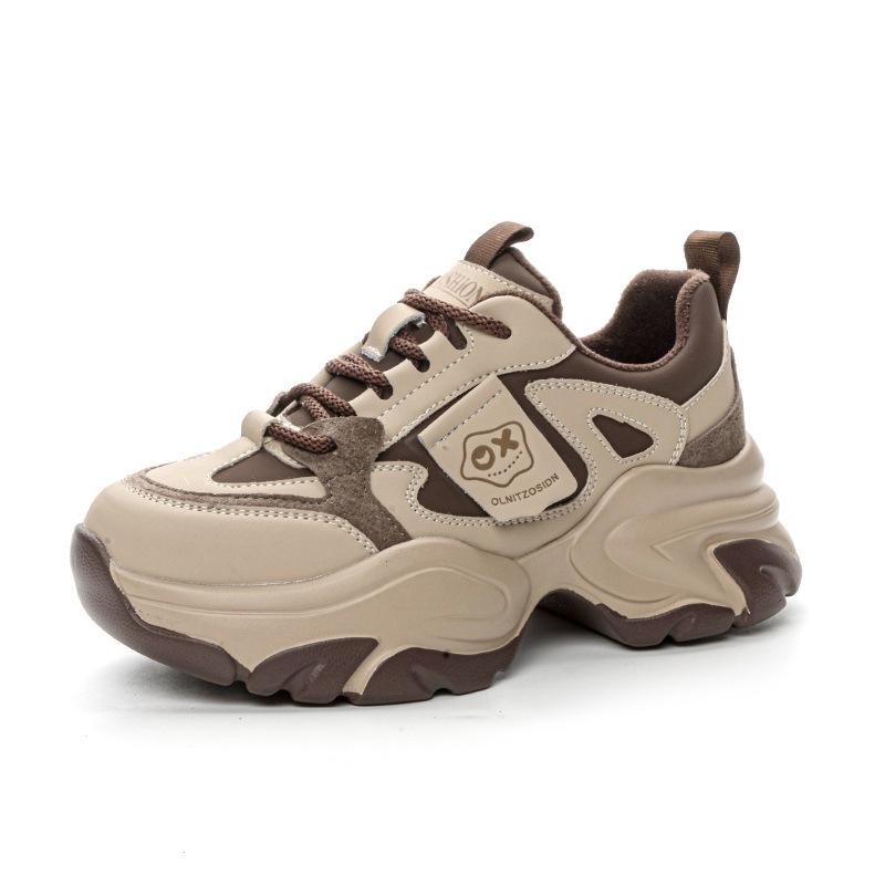 Platform leather shoes women's autumn new fashion versatile sports trendy shoes