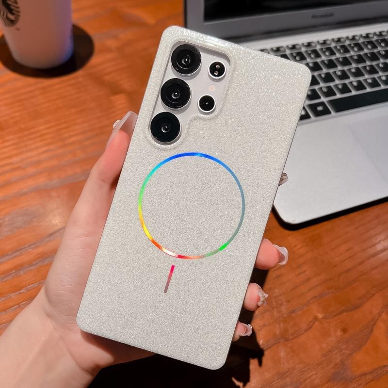 Glitter Thin Circle Magnetic Suction Suitable for Samsung S25 Ultra Magnetic Suction Mobile Phone Case S24 Plus Anti Fall S23 Simple