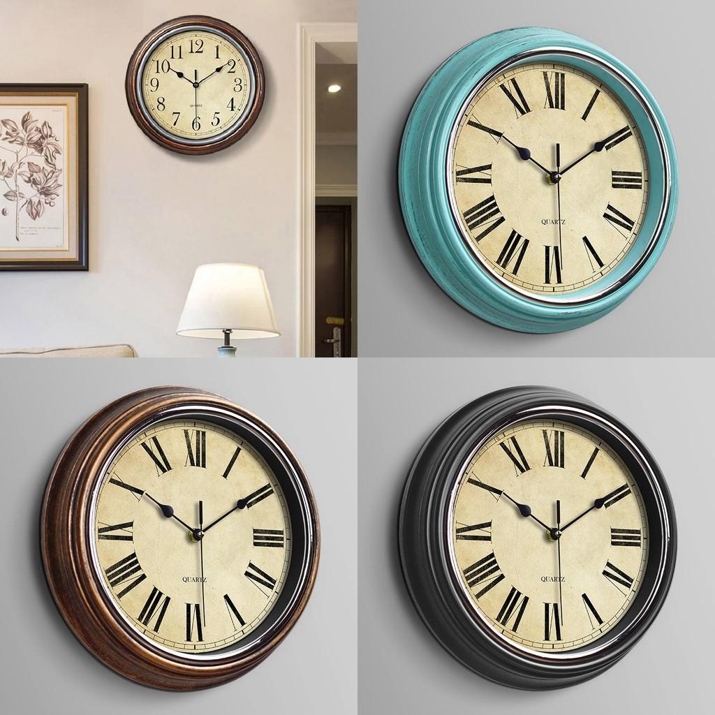 Wall Clock Retro Round Shape Home Living Room Study Room Decoration Supplies