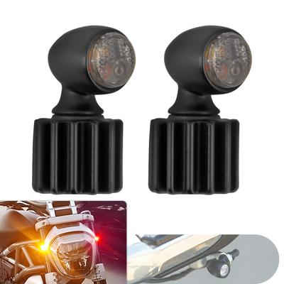 Motorcycle Front Rear Mini LED Turn Signal Indicator Running Brake Light Universal for Harley Yamaha Kawasaki Suzuki Honda Black