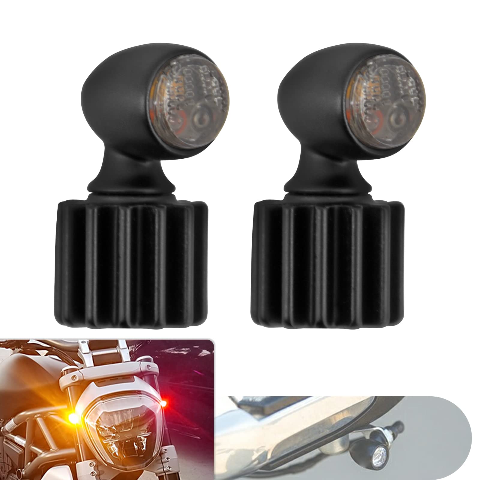 HDBUBALUS Мотоцикл Передний Задний Мини Светодиодный Поворотник Указатель Поворотника Габаритный Стоп-Сигнал Универсальный для Harley Yamaha Kawasaki Suzuki Honda Черный чёрный